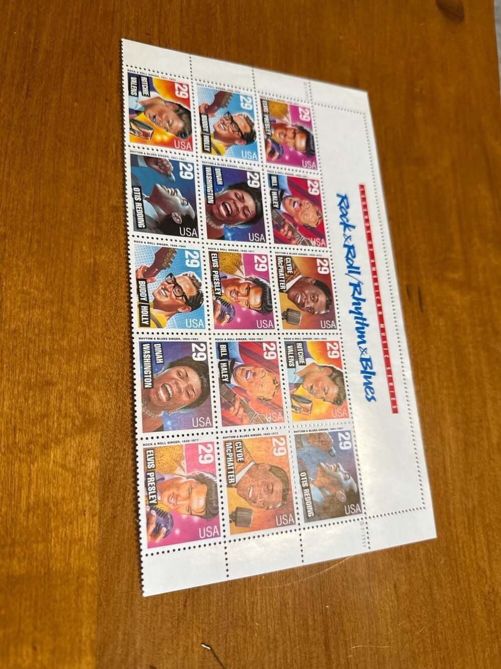 Vintage 1993 Rock & Roll Rhythm & Blues USPS 29 Cent Stamp Sheet - Elvis Presley